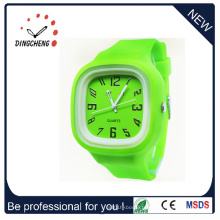 Montre-bracelet de gelée de montre de charme vert de silicone (DC-980)